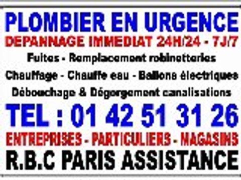 PLOMBIER PLOMBERIE EN URGENCE PARIS - 0142513126