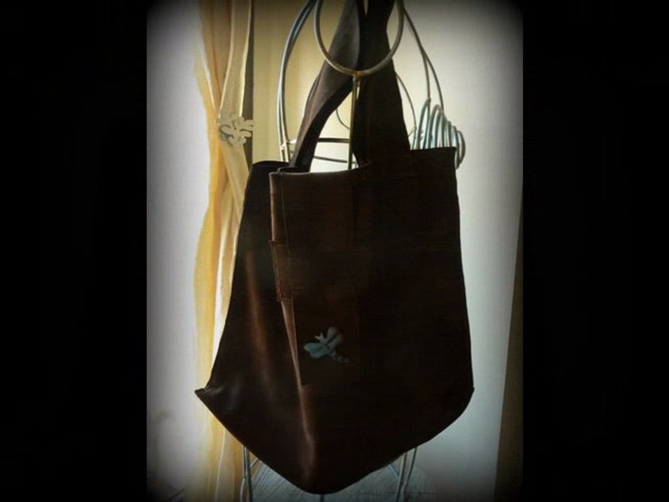 Sac Epaule Chocolat en croûte de cuir