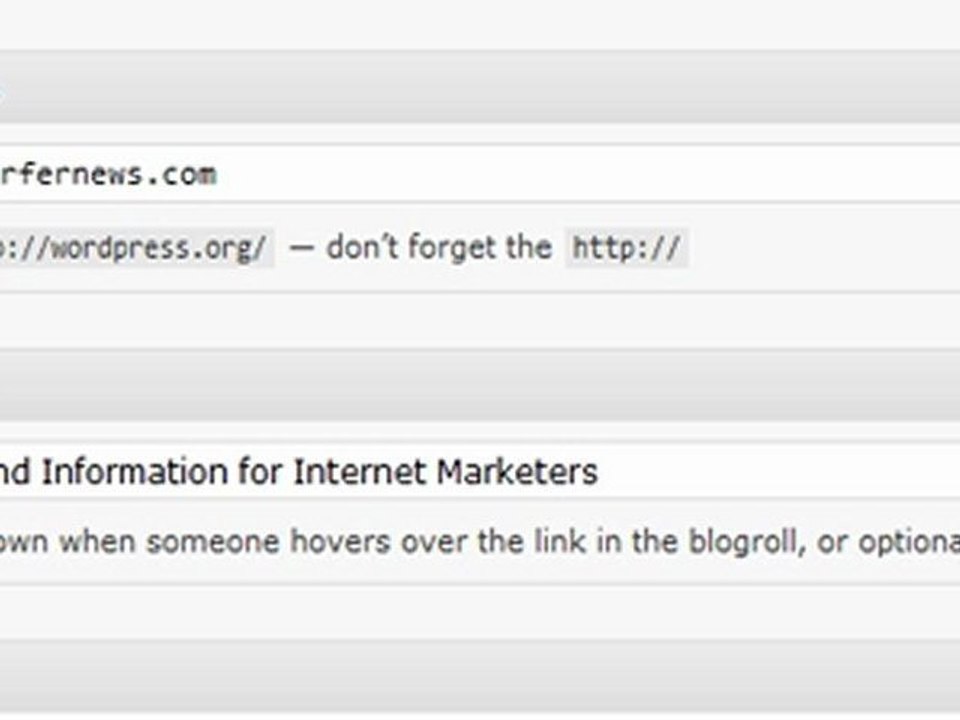 Wordpress Content Links