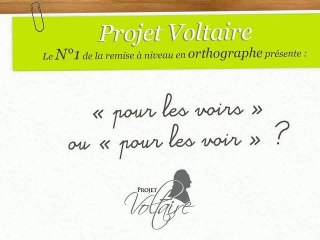 « pour les voirs » ou « pour les voir » ?