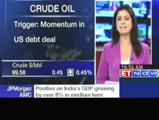 Crude oil at 4 week high trades near $100/barrel