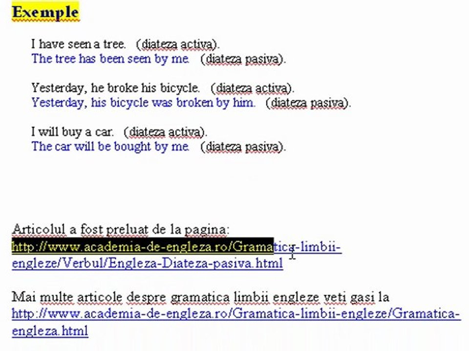Diateza pasiva in engleza