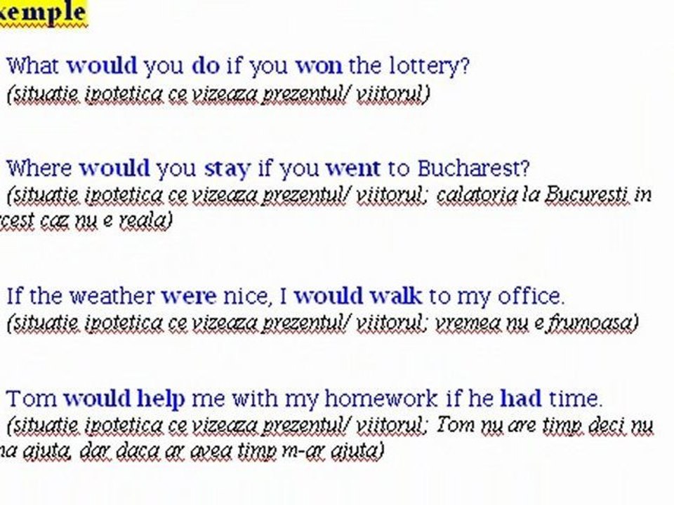 Conditional ireal in prezent in engleza