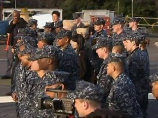 Rihanna addresses US Navy on aircraft carrier in Japan