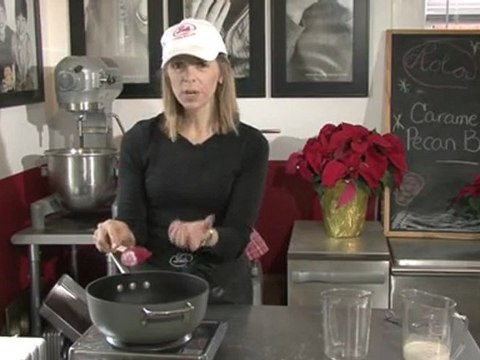 Preparing the Caramel for the Pecan Bars