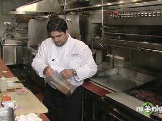 Garnishing the Striped Bass Ceviche
