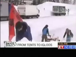 Davos 2012: Occupy protesters set up igloo camp