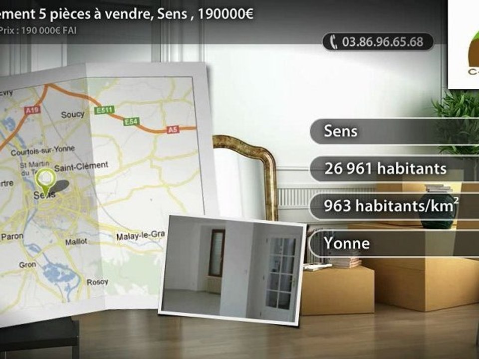Appartement 5 pièces à vendre, Sens , 190000€