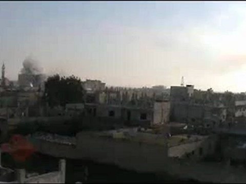 فري برس حمص دير بعلبة قصف جامع أبو بكر الصديق والمجمع الاسلامي 4 4 2012