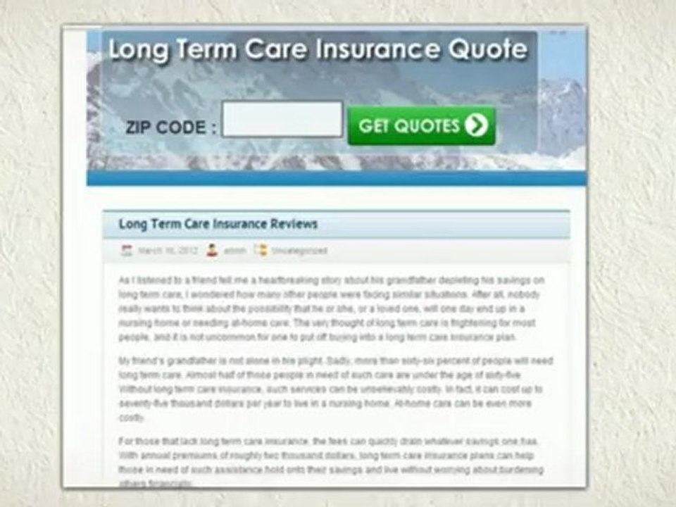 Long Term Care Insurance
