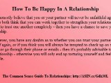 How To Be Happy In A Relationship - The Common Sense Guide To Relationships