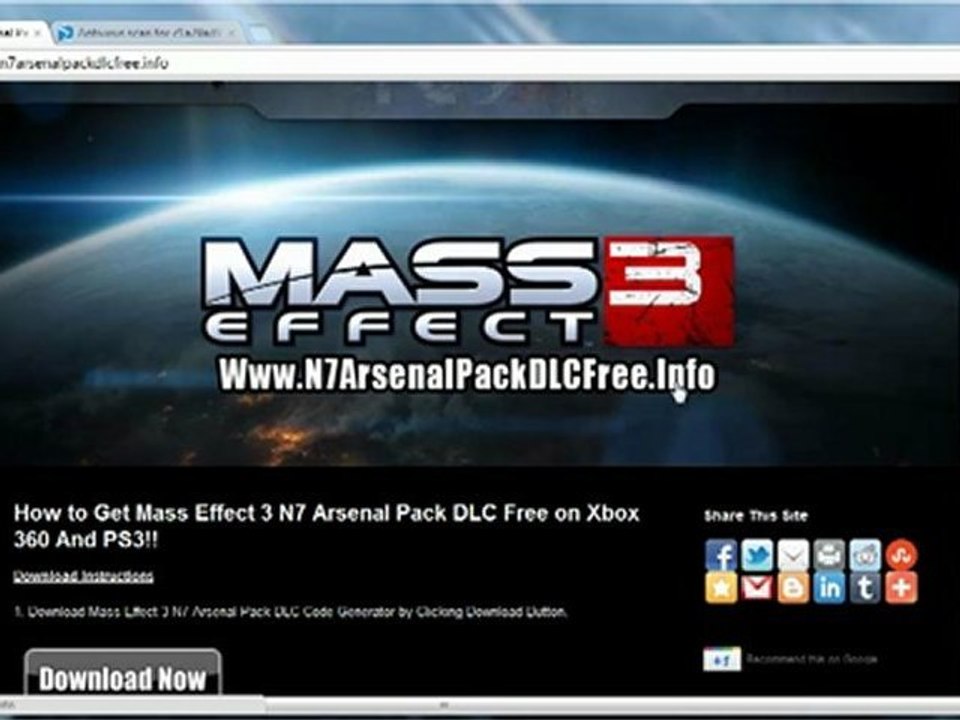 Mass Effect 3 N7 Arsenal Pack DLC Code Free Giveaway