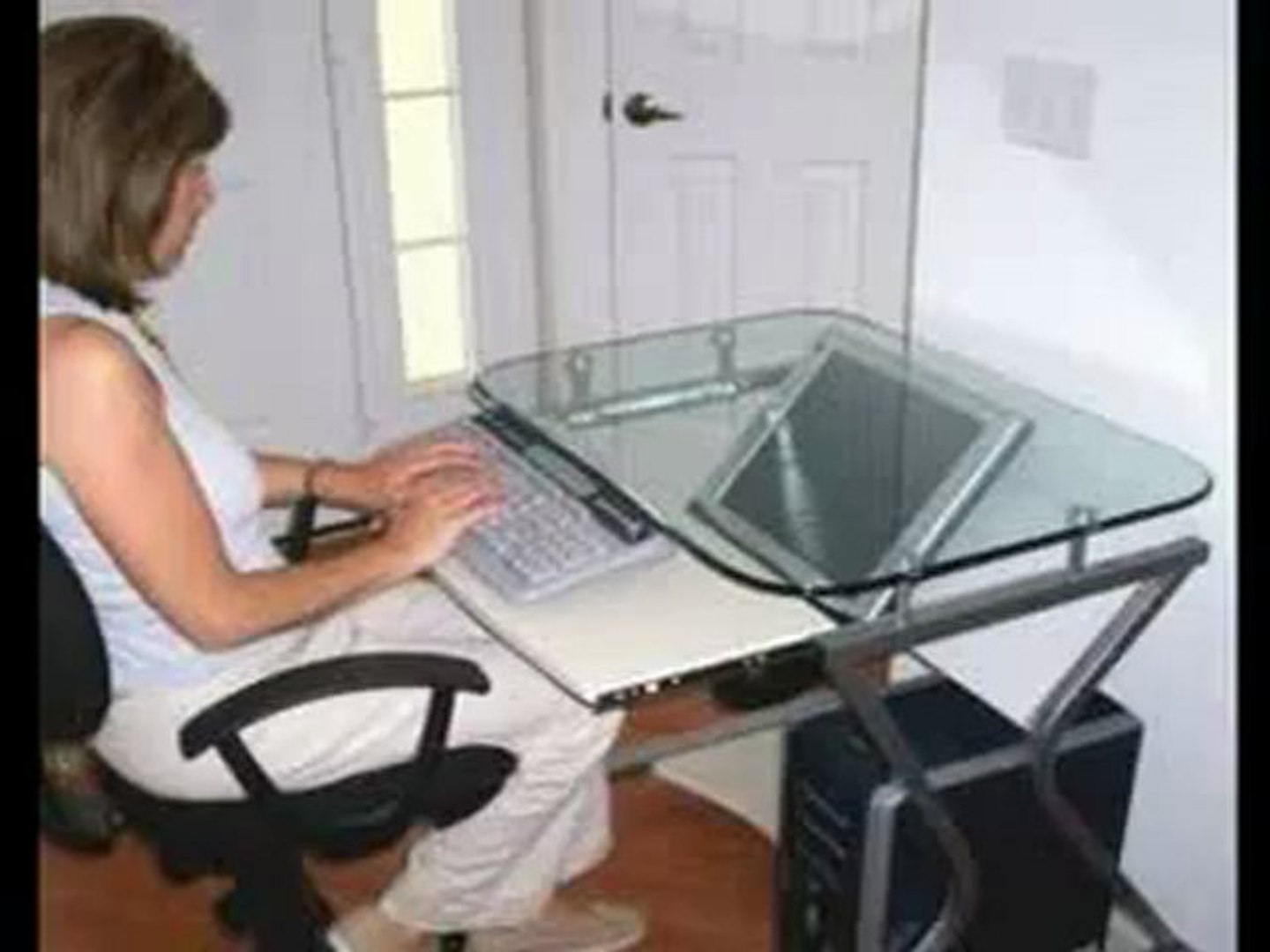 Downview Glass Top Computer Desk Monitor Video Dailymotion