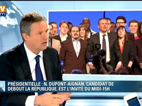 Le candidat Dupont-Aignan parle sécurité sur BFMTV