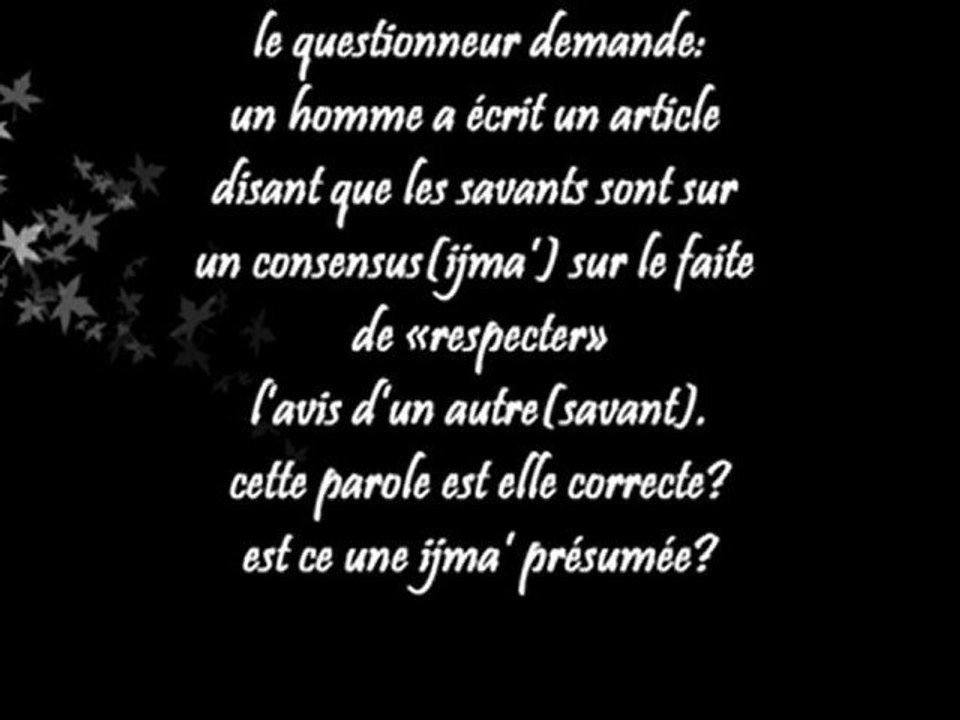 chaque savant à son avis,on doit respecter cet avis - cheikh fawzan