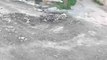 فري برس ادلب حزانو عصابات الاسد تقوم بتدمير الشوارع واعمدة الكهرباء  8 4 2012