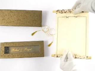 S1003, Brown Color, Scroll Invitations