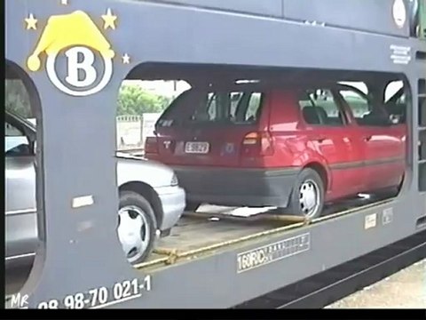 SNCB NMBS Trains autos-couchettes at Brussels-Schaerbeek, 1998-2000