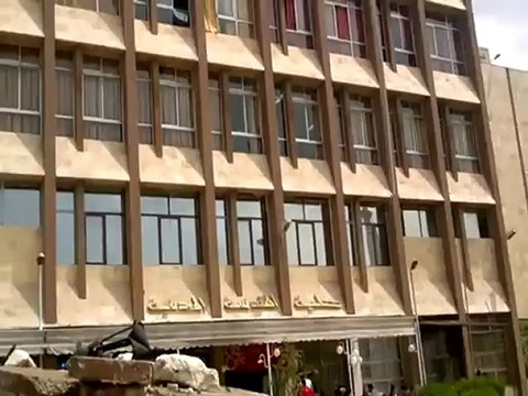 فري برس حلب رفع العلم الاستقلال في كلية الهندسة المدنية جامعة حلب 9 4 2012