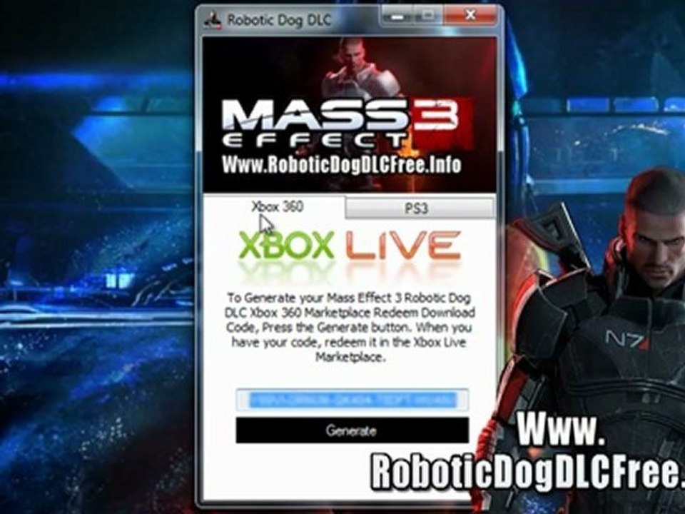 Mass Effect 3 Robotic Dog DLC Redeem Codes Free!!
