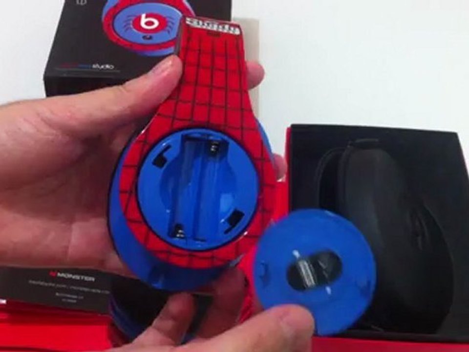 Spiderman Beats by dr.dre studio for justin bieber headphones unboxing