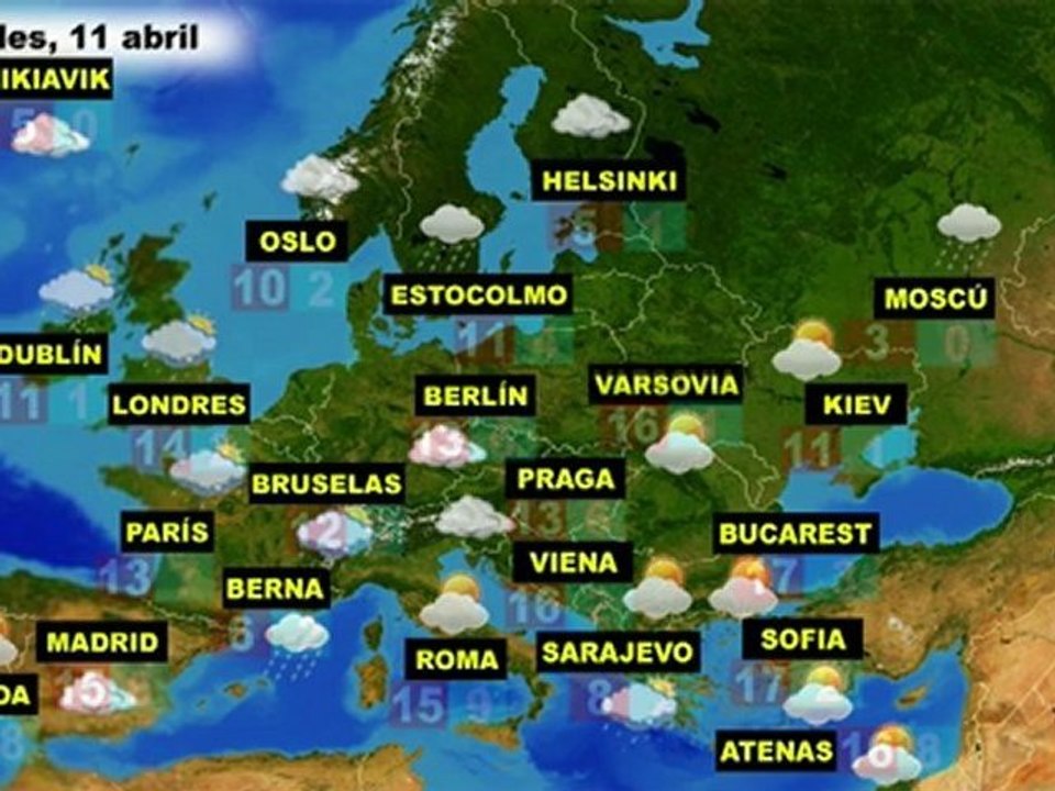 El tiempo en Europa, por países, previsión martes 10 y miércoles 11  de abril