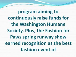 Fashion For Paws Supports DC Charity