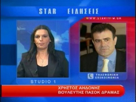 Τηλεφωνική επικοινωνία με τον βουλευτή του ΠΑΣΟΚ Χ. Αηδόνη