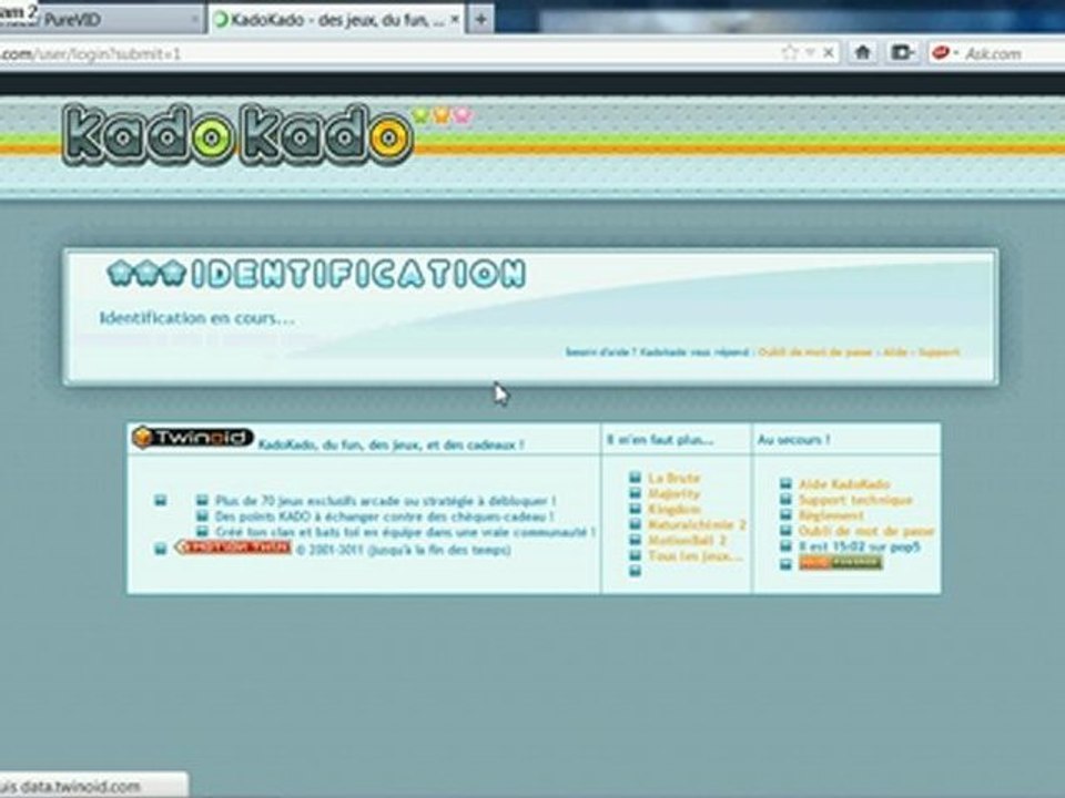 Bug Connexion Kadokado