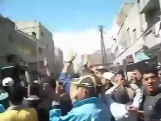 فري برس دمشق  حي التضامن  فيديوا تشيع الشهيد أحمد حمادي11 4 2012 Damascus