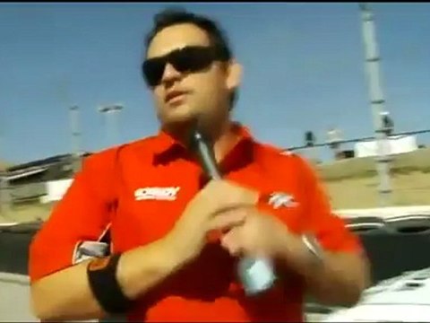 Jarod DeAnda interviews Conrad Grunewald on the Start line during Round 6 of Formula Drift!