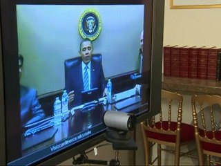 Visioconférence entre Nicolas Sarkozy et Barack Obama
