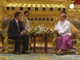 Britain's PM urges suspension of sanctions against Myanmar