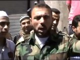فري برس حمص كلمه لضباط الجيش الحر في مظاهره بحمص القديمه 13 4 2012 Homs