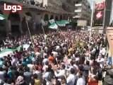 فري برس ريف دمشق دوما مميز وبدقة عالية حشود من الثوار في ساحة 13 4 2012 Damascus
