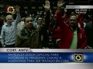 AN autoriza al presidente Chávez ausentarse del país por más de cinco días