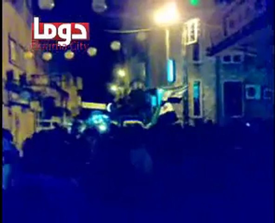 فري برس ريف دمشق دوما مظاهرة مسائية 14 4 2012