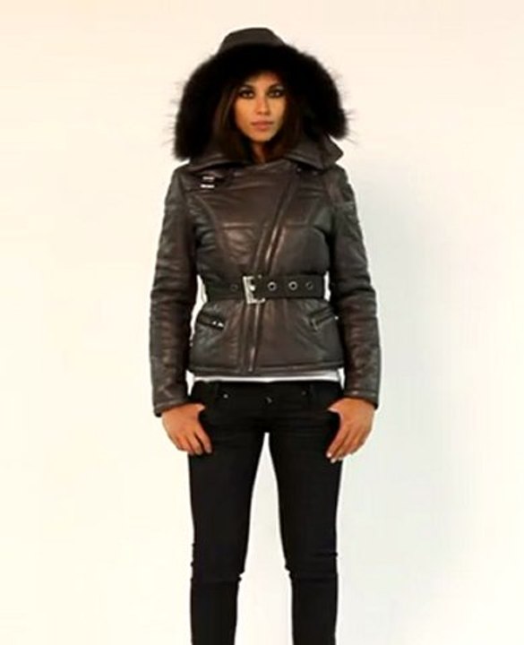 doudoune cuir giorgio mikaela gris