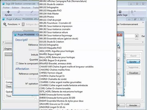 Les projets d'affaires dans Sage 100 Gestion Commerciale i7