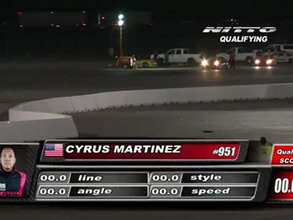 CYRUS MARTINEZ  During Qualifying for Top 32 @ Formula Drift Las Vegas 2011 (first run)