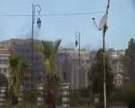 فري برس حمص اثار سقوط قذائف الهاون على مسجد خالد ابن الوليد 15 4 2012 Homs