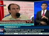 Embajador de Cuba agradece apoyo de Venezuela en Cumbre