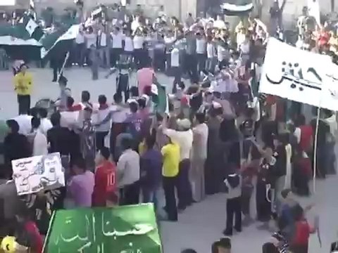 فري برس ادلب مدينة حيش مظاهرة نصرة لادلب الجريحة 16 4 2012 Idlib