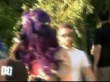 Katy Perry shows off purple hair at Coachella