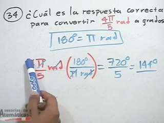 Conversion de radianes a grados (ejercicio)