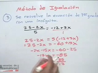 Sistemas lineales 2 x 2: método de igualación