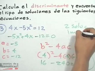 Discriminante de una ecuación cuadratica