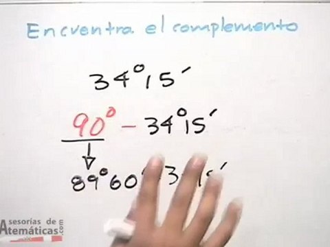 Complemento de un ángulo con minutos y segundos
