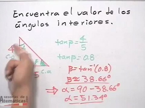 Resolución de triángulos rectángulos aplicando funciones trigonométricas