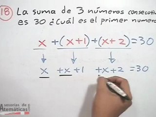 La suma de 3 números consecutivos es 30